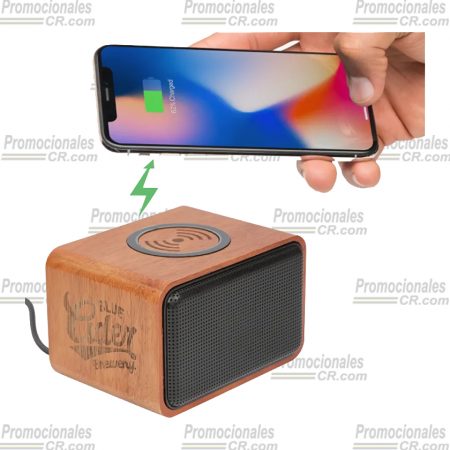 Parlante-Bluetooth-de-Madera-con-plataforma-de-carga-inalambrica